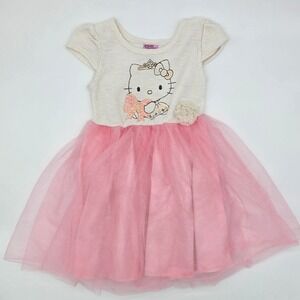 Kids Princess by Hello Kitty Pink Tulle Dress Sparkle Crown Bow Size 6